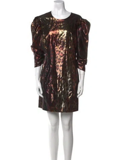 Pre-owned Versace Printed Mini Dress W/ Tags In Silver