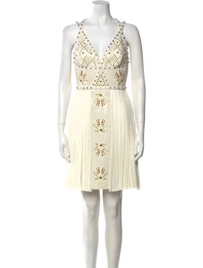 Pre-owned Versace Printed Mini Dress In White