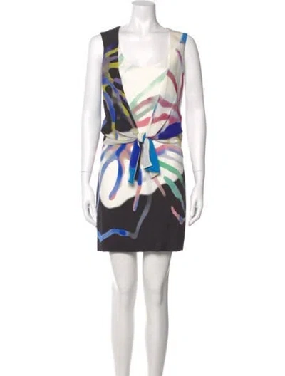 Pre-owned Versace Printed Mini Dress In White