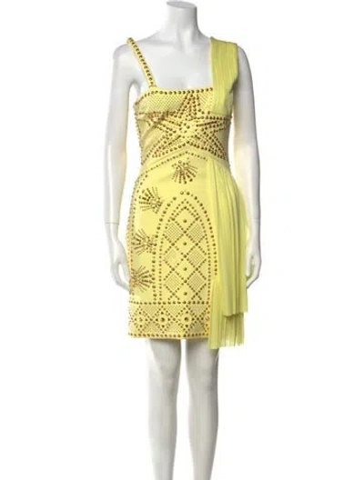 Pre-owned Versace Printed Mini Dress In Yellow