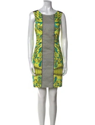 Pre-owned Versace Printed Mini Dress In Yellow