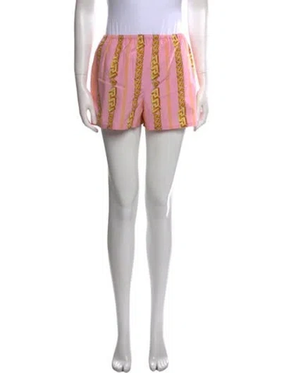 Pre-owned Versace Printed Mini Shorts In Pink