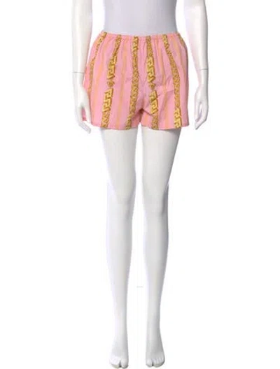 Pre-owned Versace Printed Mini Shorts W/ Tags In Pink