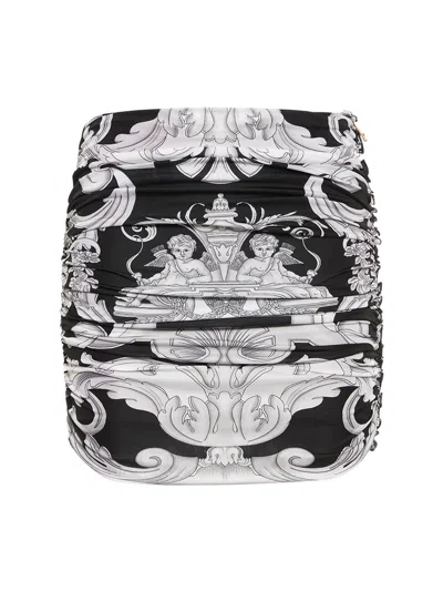 Versace Printed Mini Skirt In Black