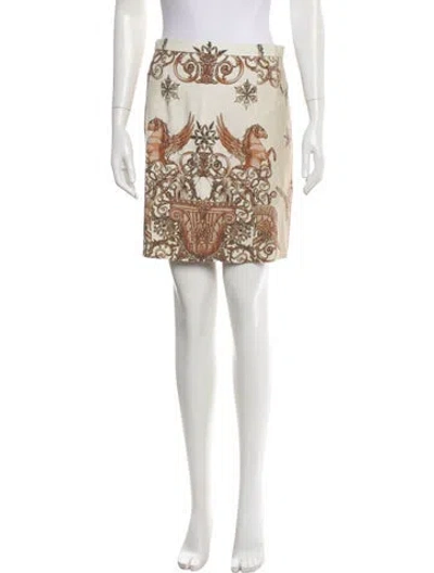 Pre-owned Versace Printed Mini Skirt In Gold