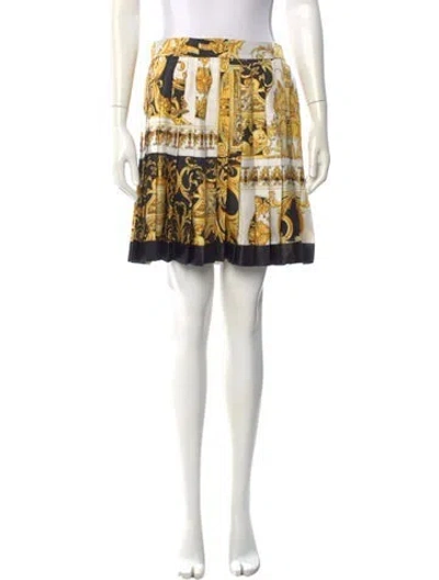 Pre-owned Versace Printed Mini Skirt In Gold