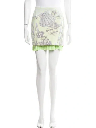 Pre-owned Versace Printed Mini Skirt In Green