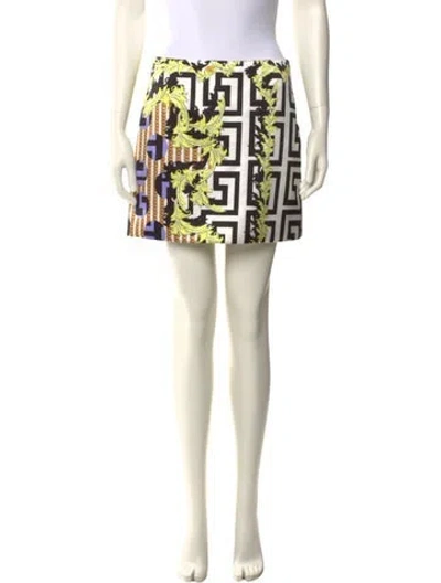 Pre-owned Versace Printed Mini Skirt In Neutral