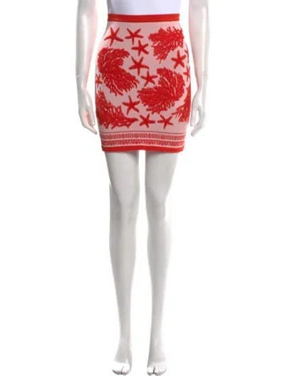 Pre-owned Versace Printed Mini Skirt In Red