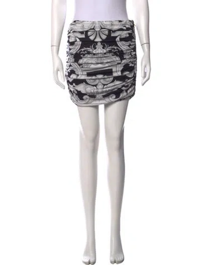 Pre-owned Versace Printed Mini Skirt In White