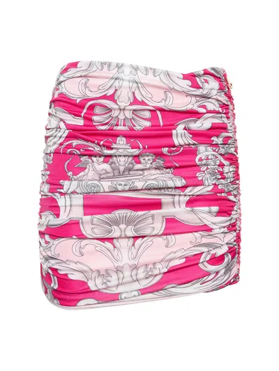 Versace Printed Miniskirt In Pink