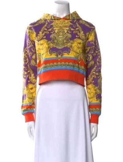 Pre-owned Versace Printed Mock Neck Crop Top In Pink