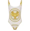 Versace La Coupe Des Dieux Print One-piece Swimsuit In Nude