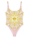 Versace Multicolor One-piece Swimsuit With All-over Medusa Print In Tech Fabric For Women In Yellow