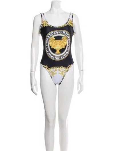 Pre-owned Versace Printed One-piece In Black