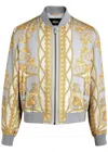 Versace Baroque-pattern Print Bomber Jacket In Gold