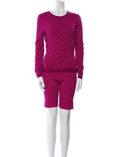 Pre-owned Versace Printed Pant Set In Pink