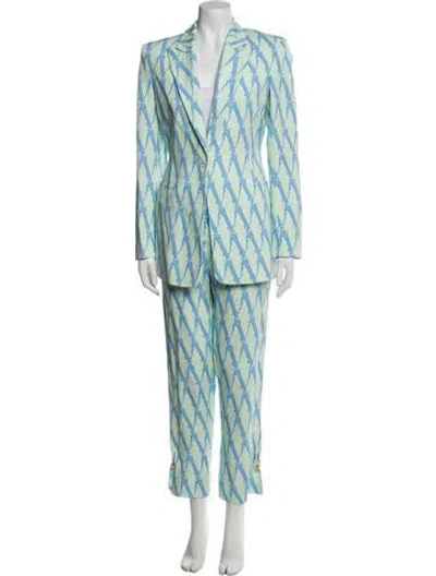 Pre-owned Versace Printed Pantsuit In Green