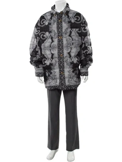 Pre-owned Versace Printed Parka W/ Tags In Black