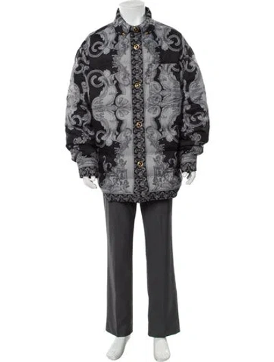 Pre-owned Versace Printed Parka W/ Tags In Black