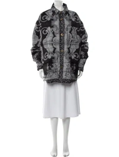Pre-owned Versace Printed Parka W/ Tags In Black
