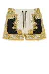 Versace Mid-length Swim Shorts With Decorative Print And Elastic Waistband In Multi