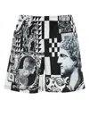 Versace Printed Polyester Swimming Shorts In Black