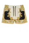 Versace Coral Theatre Print Swim Shorts In Gold