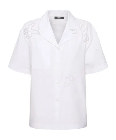 Versace Printed Poplin Shirt In White