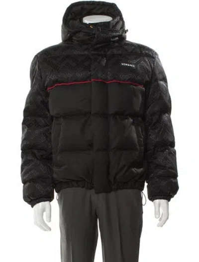 Pre-owned Versace Printed Puffer Coat In Black