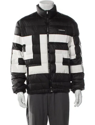 Pre-owned Versace Printed Puffer Coat In Gray