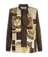 Versace Printed Pussy-bow Blouse In Green