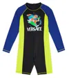 Versace Printed Rashguard Swimsuit In Iris+acid Lime+nero