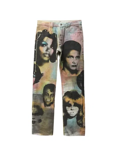 Versace Printed Straight Jeans In Multi