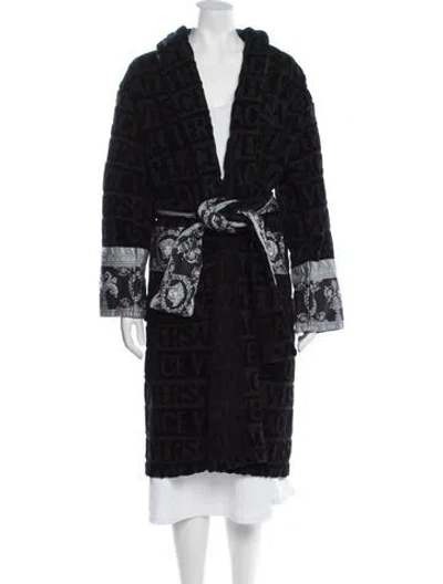 Pre-owned Versace Printed Robe In Black