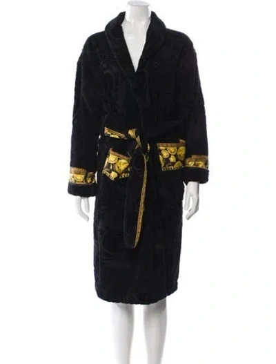 Pre-owned Versace Printed Robe In Black