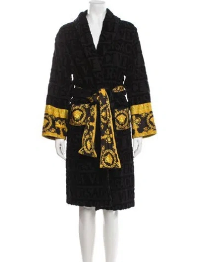 Pre-owned Versace Printed Robe In Black