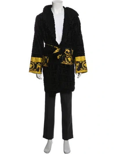 Pre-owned Versace Printed Robe In Black