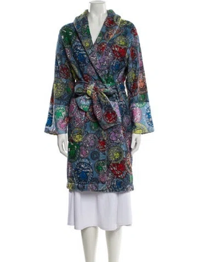 Pre-owned Versace Printed Robe In Blue