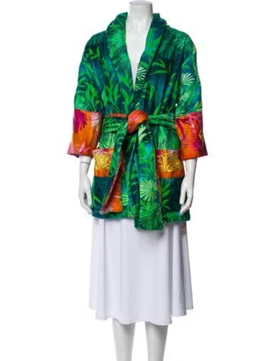 Pre-owned Versace Printed Robe In Blue