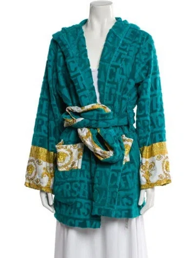 Pre-owned Versace Printed Robe In Blue