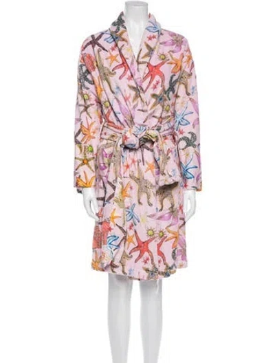 Pre-owned Versace Printed Robe In Pink