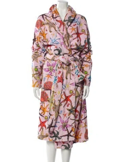Pre-owned Versace Printed Robe In Pink