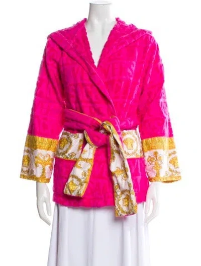 Pre-owned Versace Printed Robe In Pink
