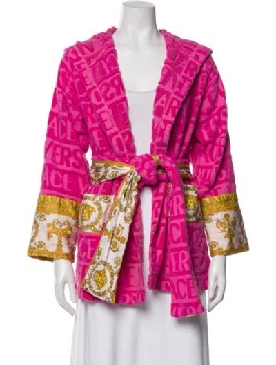 Pre-owned Versace Printed Robe In Pink