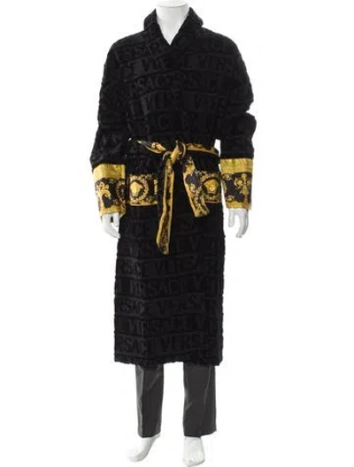 Pre-owned Versace Printed Robe W/ Tags In Black