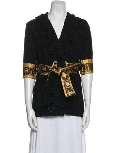 Pre-owned Versace Printed Robe W/ Tags In Black