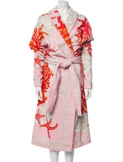 Pre-owned Versace Printed Robe W/ Tags In Pink