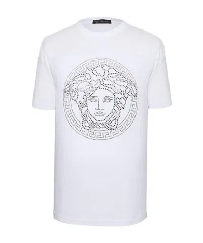 Versace Printed Round Collar T-shirt In White