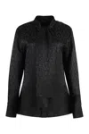 Versace Printed Satin Blouse In Black